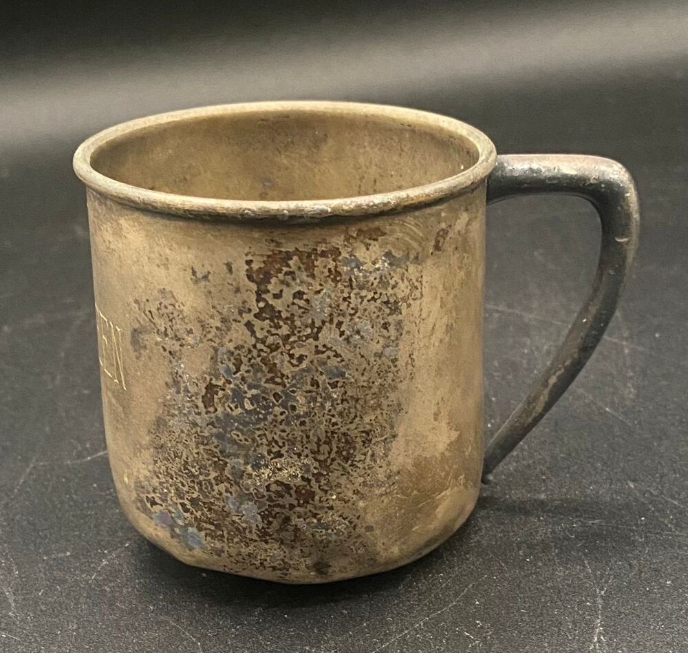Antique Wm Rogers & Son Silverplate Child’s Mug Cup EPNS Personalized “Kathleen”